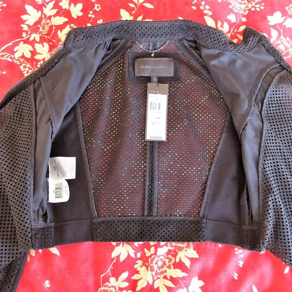 *NWT* BCBGMaxAzria "Bri" Laser-Cut Vegan Suede Zip-Front Semi-Crop Jacket - XXS - Picture 12 of 16